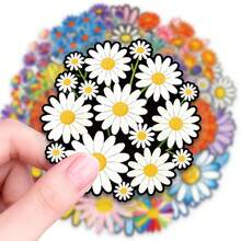 56pcs Fresh Daisy Floral Doodle PET Stickers, Suitable For Decorating Stationery, Gift Packaging, Patterned Envelope Seals, Self-Adhesive Labels, Planner And Creative Projects - one-size - View 6