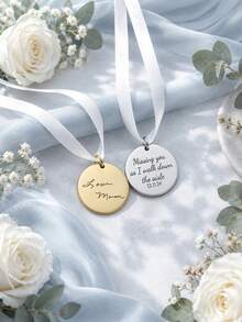 Handwritten Wedding Bouquet Charm, Bride Keepsake Gift, Customized Handwritten Round Disc Personalized Planner Charm, Signature Charm Gift - Multi-color Bouquet Ribbon - View 4