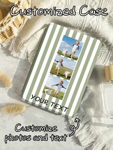 Personalized Photo Striped Protective Case Compatible With Kindle Paperwhite 12th Gen (2024 Release) / Kindle (11th Gen, 2024 Release) / Kindle Paperwhite 12th Gen 2024 Release, Clara Color Edition And Clara Black & White Edition, Customizable With 3 Photos, Multiple Striped Color Options, Protective Cover Supports Sleep/Wake Function - Multicolor - View 4