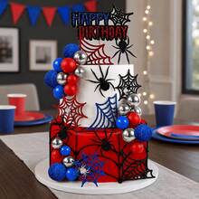 11pcs Spider Cake Decoration Toppers - Black Spider Web Cake Decor, Suitable For Halloween Decoration - View 3