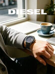 Diesel DZ4329 Bold Men's Watch, Oversized Gunmetal Grey Case, Deep Blue Dial, Chronograph Function, Suitable For Street Casual Daily Wear - Spear Grey - View 5