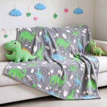 1pc Forest Volcano Dinosaur Glow-In-The-Dark Blanket, Soft Flannel Blanket, Suitable For Sofa, Living Room, Bedroom And Outdoors, Holiday Decoration Gift, Perfect For Teens And Adults - Multicolor - View 4