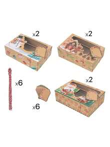 12/9/6/3pcs Christmas Gift Storage Box,With Transparent Window, Santa Snowman & Gingerbread House Print Detail, Christmas Gift Packaging Box, Suitable For Christmas Celebration, Holiday Gift Giving Christmas Gifts Christmas Decorations For Home - Multiple Styles - View 14