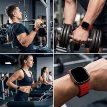3 Buah Tali Jam Tangan Olahraga Silikon Ringan dan Nyaman yang Kompatibel dengan Apple Watch Semua Seri 38-49mm Ultra - 3 buah versi silikon lubang ganda - View 9