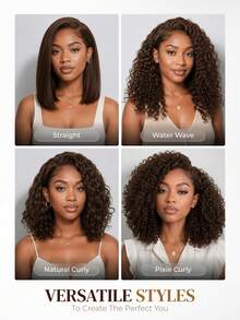 ARABELLA Bob Wigs Dark Brown 13x5 Lace Frontal Wigs Deep Curly Transparent Lace 100% Human Hair Glueless Wig With Drawstring Pre-Bleached Knots Pre-Plucked Hairline Beginner Friendly - S4 - View 8