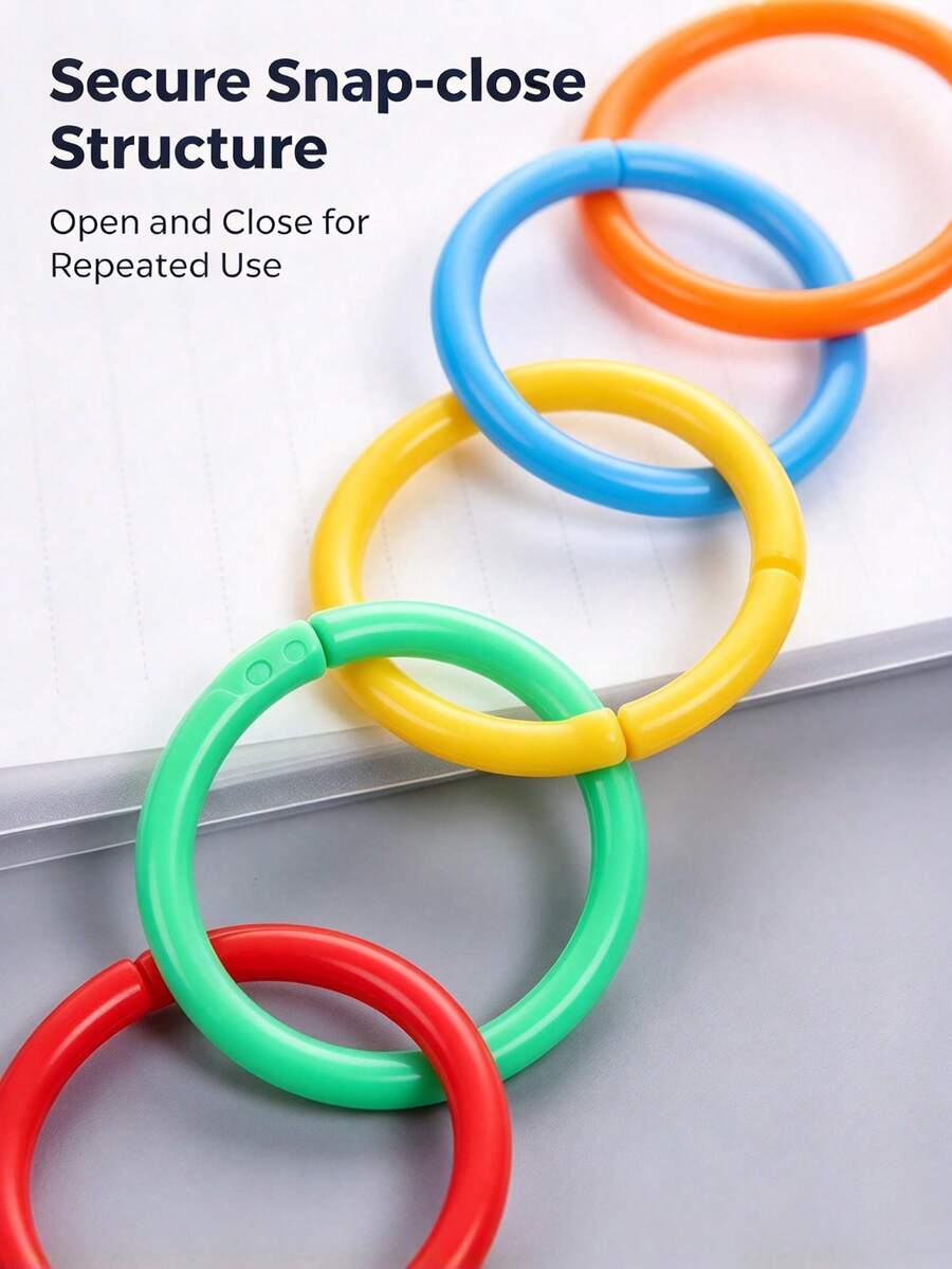 20/50 piezas de anillos de carpeta de hojas sueltas de plástico de colores surtidos, anillos de libro desmontables con cierre a presión, anillos de encuadernación desmontables multicolor para cuaderno, tarjetas de índice, planificador, manualidades DIY, suministros de papelería de oficina y escuela