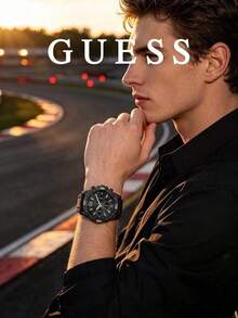 Guess Men's All Black Sports Chronograph Watch, Matte Case With Black Silicone Strap, Tachymeter, Multi-Dial Quartz Watch, Outdoor Street Fashion - Black - View 4