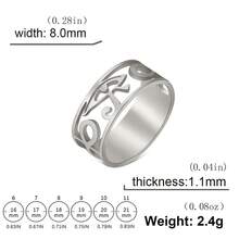 LIKGREAT 1pc Ancient Egyptian Horus Eye Ankh Symbol Hollow Wide Band Ring, Stainless Steel Unisex Amulet Finger Ring, Daily Accessory Gift - Fashion Series - View 10