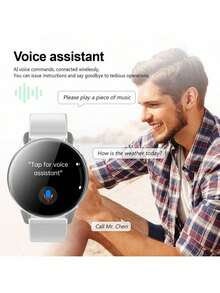 AZRTL Nuevo Reloj Inteligente Deportivo Unisex, Llamadas Inalámbricas y Notificación de Mensajes, Podómetro, Calorías, Seguimiento de Distancia, Modo Multideporte, Control de Música, Cámara Remota, Recordatorio de Alarma, Body de Metal y Correa de Silicona, Reloj Inteligente Multifunción con Carga USB, Regalo de Vacaciones - Ver 7