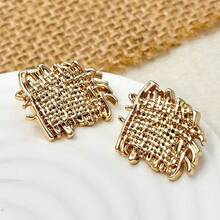 10pcs 18/20/23mm Gold Square Buttons, Woven Texture Metal Buttons, Sewing DIY Crafts - Gold Square - View 6