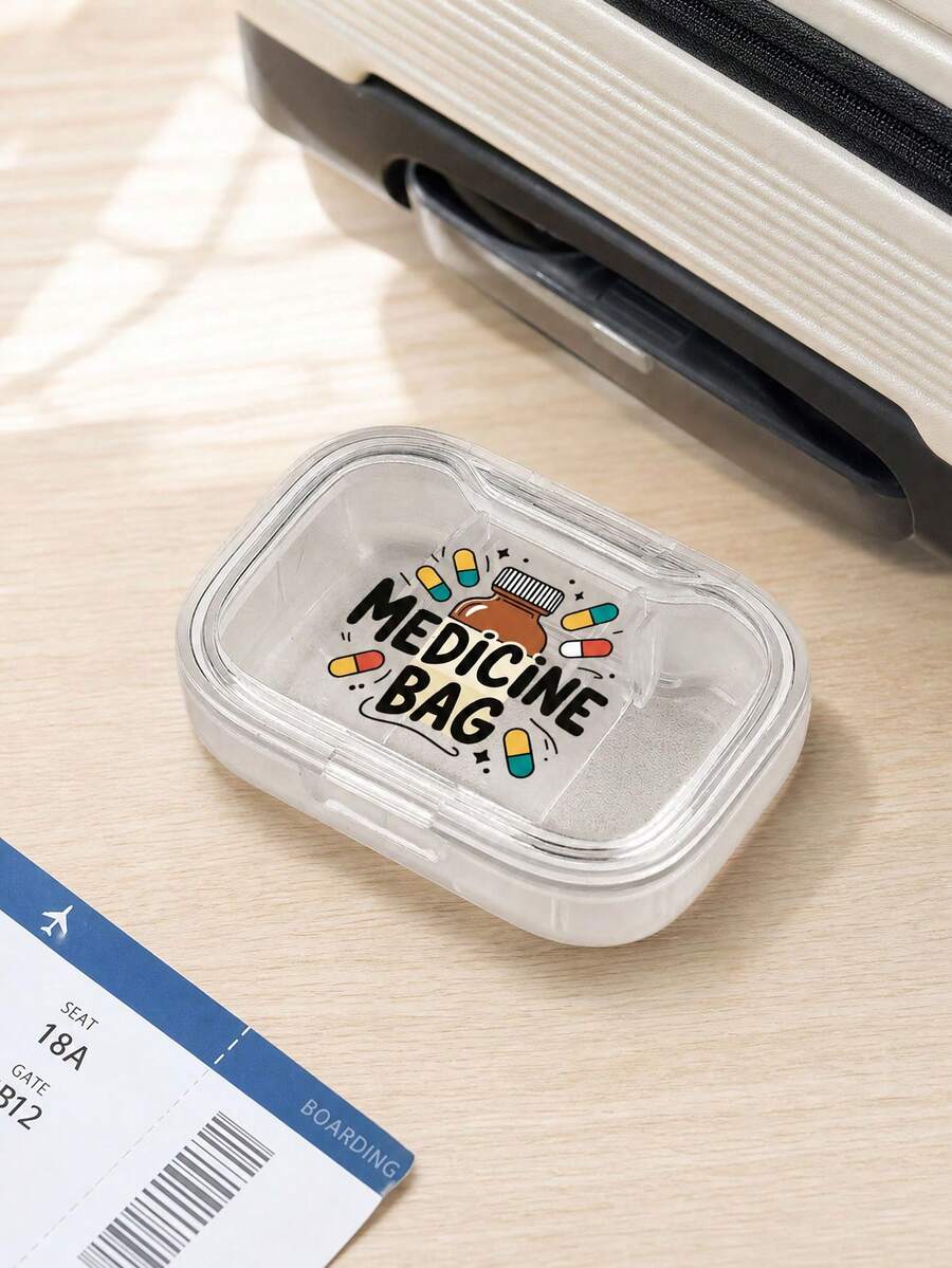 Portable Compartment Pill Box, Storage Box With MEDICINE BAG Pattern, Small Pill Box, Suitable For Storing Medicine, Rings And Other Small Items - Multicolor - View 1