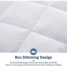 Manta de plumas Dafinner, tamaño King, ligera, para el verano, silenciosa y de tacto ultra suave, manta fina para la cama con ribete de satén (269 x 229, blanca). - Una almohada de talla única - Ver 5