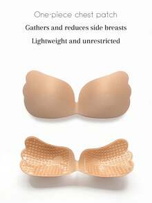 1pc Women's Khaki Self-Adhesive Invisible Seamless Push-Up Bra Pads, Suitable For Wedding Photography - Multicolor - View 4