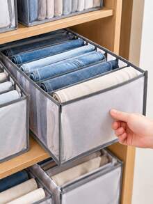 1pc Closet Clothes Storage Box, Multi-Compartment Mesh Storage Bin With Handle, Washable Drawer Divider Organizer Basket, Suitable For Jeans, T-Shirts, Closet Shelves - Multiple Styles and Colors - View 5