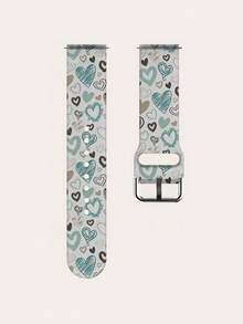 20/22mm Universal Silicone Watch Band With Patterned Lines & Heart Design, Compatible With Samsung, Honor Smartwatches, Semi-Transparent - Multicolor - View 1