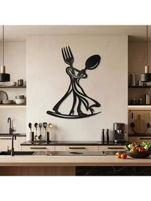 Dancing Fork & Spoon Metal Wall Art, Kitchen Metal Wall Decor, Restaurant Sign, Modern Minimalist Home Decor, Housewarming Gift Iron Art Decoration - A - View 9