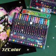 24/48 Colors Dual-Tip Glitter Markers, Quick-Dry Glue-Like Ink, Fine Tip, Suitable For Scrapbooking, Card Making, Journals, Etc., 24 Colors Dual-Tip Drawing Pens - Glitter Marker Set, Suitable For Artists And Coloring - Multicolor - View 15