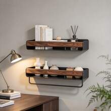 Random Style/Color No-Drill Wall-Mounted Storage Rack With Towel Bar, Floating Shelf For Bathroom, Vanity, Kitchen, Pantry, Entryway, Bedroom, Living Room, Study, Suitable For Skincare, Plants, Towels, Candles, Keys, Small Decor, Halloween, Christmas - Random Style - View 1