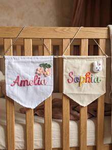 Banner Nama Kamar Bayi yang Dipersonalisasi, Bendera Kamar Bayi Bordir, Papan Nama Kustom, Dekorasi Dinding Kamar Bayi, Hadiah untuk Bayi Baru Lahir, Papan Petunjuk untuk Acara Baby Shower - MultiWarna - View 11