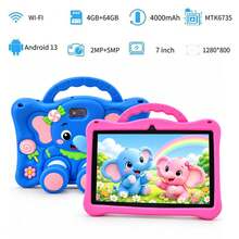 4GB RAM + 64GB ROM / 7 吋平板電腦 / 四核 1.3GHz / Android 13 MTK6735 / 1280x800 HD IPS 螢幕 / 2MP+5MP 相機 / 4000mAh 電池 / WiFi、家長控制、教育、遊戲 / ABS 塑料 + 矽膠，教育平板 - 粉色 - 查看 2