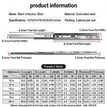 4pcs 35mm Wide Silver Drawer Slides, Full Extension Quiet Soft-Close Design, Heavy-Duty Metal Structure, 10/12/14/16/20 Inch Length Options, Suitable For Cabinets, Dressers, Office Desks Furniture Installation, Smooth Operation, Durable - A - View 3