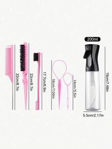7pcs Styling Set, Includes 2 Flip Tail Combs, 1 Continuous Spray Bottle, 1 Pointed Tail Hair Brush, 1 Edge Comb, 1 Tail Comb, Suitable For Women / Girls, Can Be Used For Creating Voluminous Bangs, Edge Styling And Back Combing, Applicable For Hair Styling Tools, Combs, Styling Products And Accessories, Essential For Salon, Travel, Back To School, Vacation - Multicolor - View 9