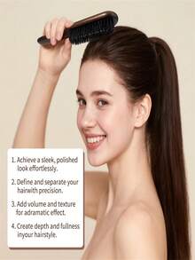 1pc Boar Bristle Smoothing Comb, Soft/Medium Stiffness, Easy To Style And Manage, Smooths Frizz, Creates Shiny Hair, Unisex, Wooden Handle, Back To School And Travel Essential, Women's Hair Comb, Anti-Tangle Comb - Multicolor - View 5