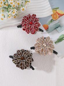 1pc/3pcs Luxury Large Flower Rhinestone Hair Claw, Multi-Layer 3D Petal ...