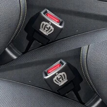 1pc/2pcs Creative Bling Crown Pattern Car Seat Belt Base Protector Cover, Shiny Rhinestone Car Seat Belt Base Protective Cap, Anti-Collision Anti-Scratch, Car Interior Decoration Auto Accessories - Creative Crown Pattern - View 8