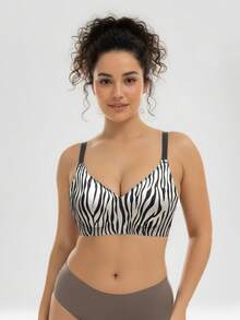 European & American Hot-Selling Seamless Bra For Women, Sexy Leopard Print Backless Push-Up Bra, Small Bust, Side-Boob Support, Wireless - White - View 2