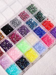 24-Compartment Nail Art Rhinestones - Colorful Flat Resin Ab Rhinestone Nail Decorations, 2Mm & 3Mm Sizes Nail Supplies Nails Nail Charms Nail Gem - Multicolor - View 4