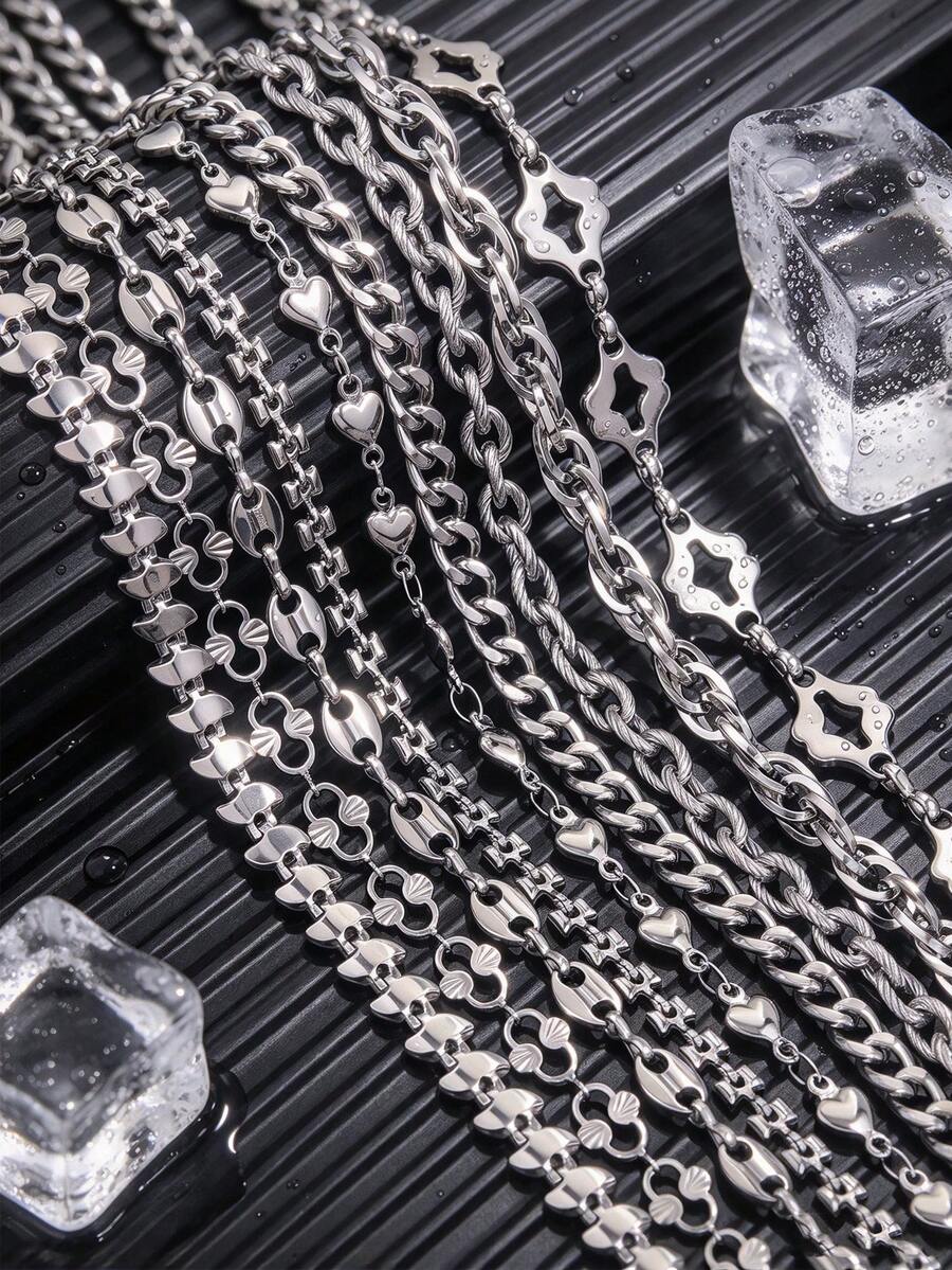 1m Stainless Steel Hip-Hop Spiral Heart-Shaped Chain Necklace And Bracelet DIY Jewelry Making Kit - Chain - View 1