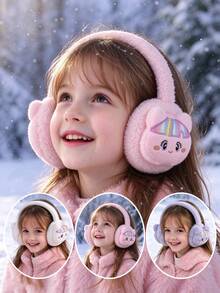 1pc Girls Unicorn Plush Earmuffs, Cute Cartoon Embroidered Ear Warmers Style Ear Covers For Kids Cold‑Weather Outdoor Use - 1pc - View 3