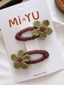 2pcs Embroidered Floral Hair Clips, Sweet Bangs Clips, Side Hair Clips, Hair Accessories - Multicolor - View 10