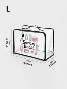 Mask Time Cartoon Print Clear PVC Makeup Bag, Large Capacity Travel Toiletry Bag With Handle, Waterproof Transparent Cosmetic Organizer Pouch, Portable Skincare Storage Bag For Women Girls, Travel Bathroom Dorm Essentials - Multicolor - View 15
