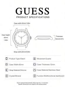 Guess Men's Multifunction Quartz Watch, Transparent Barrel-Shaped Case, Radial Silver Dial, Cream White Silicone Strap - Mouldless - View 7