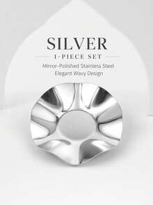 Mini Wave-Shaped Stainless Steel Tray, Gold Or Silver Metallic Dessert Plate, Coffee Cup Tray, Snack And Jewelry Dish, Suitable For Home, Party And Table Decor, Multi-Functional Storage Tray 1/2pcs - Silver - View 11