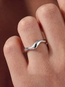A Wave-Shaped Open Ring, A Birthday Gift, A Romantic Women's Ring. - Wave - View 4
