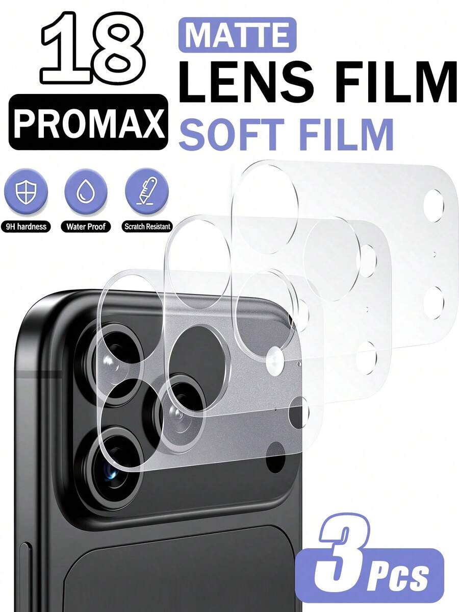 3 Pieces Clear Anti-Scratch Anti-Fingerprint TPU Flexible Full Wrap Camera Lens Protective Film, Soft Lens Guard Compatible With IPhone 18Pro Max/18Pro/17Promax/17Pro, Ultra Thin Invisible Smartphone Camera Protection Accessory - Clear - View 1