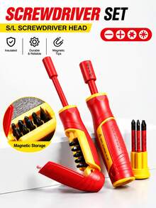 Precision Screwdriver Set, Repair Kit With Magnetic CR-V Bits, Compact For Tight Spaces, Home/Car Repairs | Best Gift For Handymen & Men - A - View 2