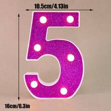 16cm Light Up LED Marquee Number Sign, Warm White Battery‑Operated Digit Light, Tabletop Decor Number Light, 16th 18th 21st 30th 40th 50th Birthday Wedding Proposal Anniversary Christmas Xmas Holiday Party Photo Backdrop Decor Number Night Light - 16cm Purple - View 24