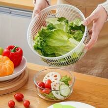 1pc Multi-Function Multi-Color Vegetable Salad Spinner, Manual Fruit & Vegetable Spinner, Vegetable Spinner, Fruit Washing Basket, Double Layer Vegetable Salad Spinner & Washing Basin, Anti-Drop, PP Material, Set - One Size Fits All - View 5