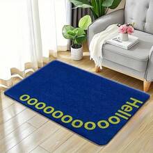 Velvet Welcome Mat, Blue Background With Yellow Hello Circle, Suitable For Entrance, Bathroom, Kitchen, Bedroom, Laundry Room, Room Decoration, Home, Suitable For Bedroom, Living Room, Entryway - Soft Washable Faux Cashmere Carpet, With Duck And Bird Pattern, Machine Washable Bohemian Style Carpet, Non-Slip Soft Round Carpet, Suitable For Bedroom, Living Room, Kitchen Home Decor - Multicolor - View 16