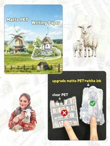 DanSoul 20 Sheets Large Vintage Country Style Adult Scrapbook Stickers, Pre-Cut Matte PET Sticker Book, Suitable For Planner Supplies, Scrapbooking Materials, Planner DIY Collage Bujo Decorative Stickers - one-size - View 4