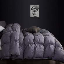 Edredón de plumón de ganso de alta calidad, con relleno de plumón, estilo clásico con pliegues, 70 oz. Peso de relleno, 1200 hilos, funda de algodón egipcio% (California King) - Una almohada de talla única - Ver 8