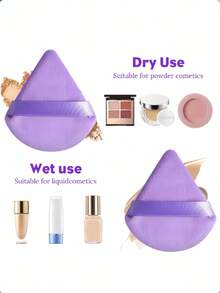 5/50/40/30/15/20/240 Pcs Triangle Powder Puff Reusable Multi-Functional Makeup Tool For Liquid Foundation, Isolation Cream, BB Cream, Sunscreen, Air Cushion, Blush, Etc. - Purple - View 3