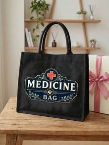 收納托特包套組，復古紅十字「MEDICINE BAG」印花大容量手提包，急救托特包，女款時尚托特包，單肩包，化妝包，旅行盥洗包，護理師、護理系學生、醫生與醫療專業人士的完美禮物，聖誕節、生日禮物 - 彩色 - 查看 7