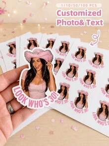 1-50pcs Customized Graduation Face Stickers, 2026 Class Party Favors, Personalized Cup And Cookie Sticker Labels - Multicolor - View 2