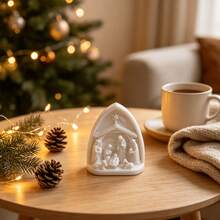 1pc Christmas Nativity Scene Statue, Holy Family Christmas Manger Desktop Ornament, Christmas Religious Home Desktop Decoration, Religious Holiday Decor And Gift - White 1pc - View 8