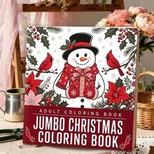1 Giant Christmas Adult Coloring Book, Winter Snowman Holiday Coloring Pages, Stress Relief Activity Manual, Warm Christmas Holiday Gift For Friends And Family - Giant Christmas Coloring Book - View 2